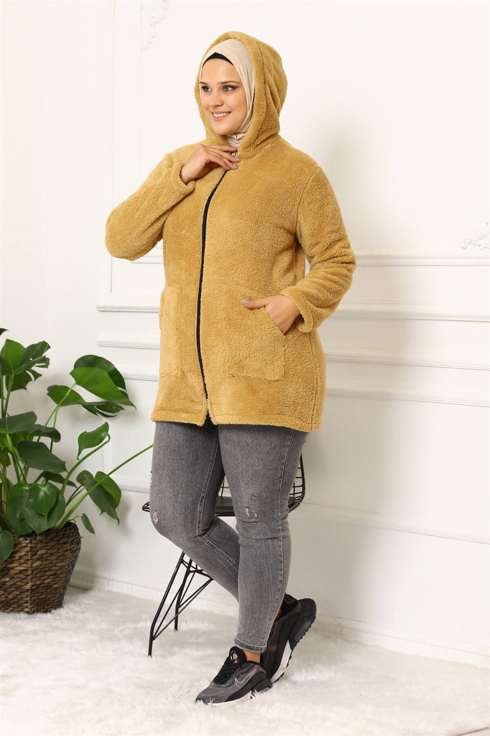 Peluş Hırka Kahverengi