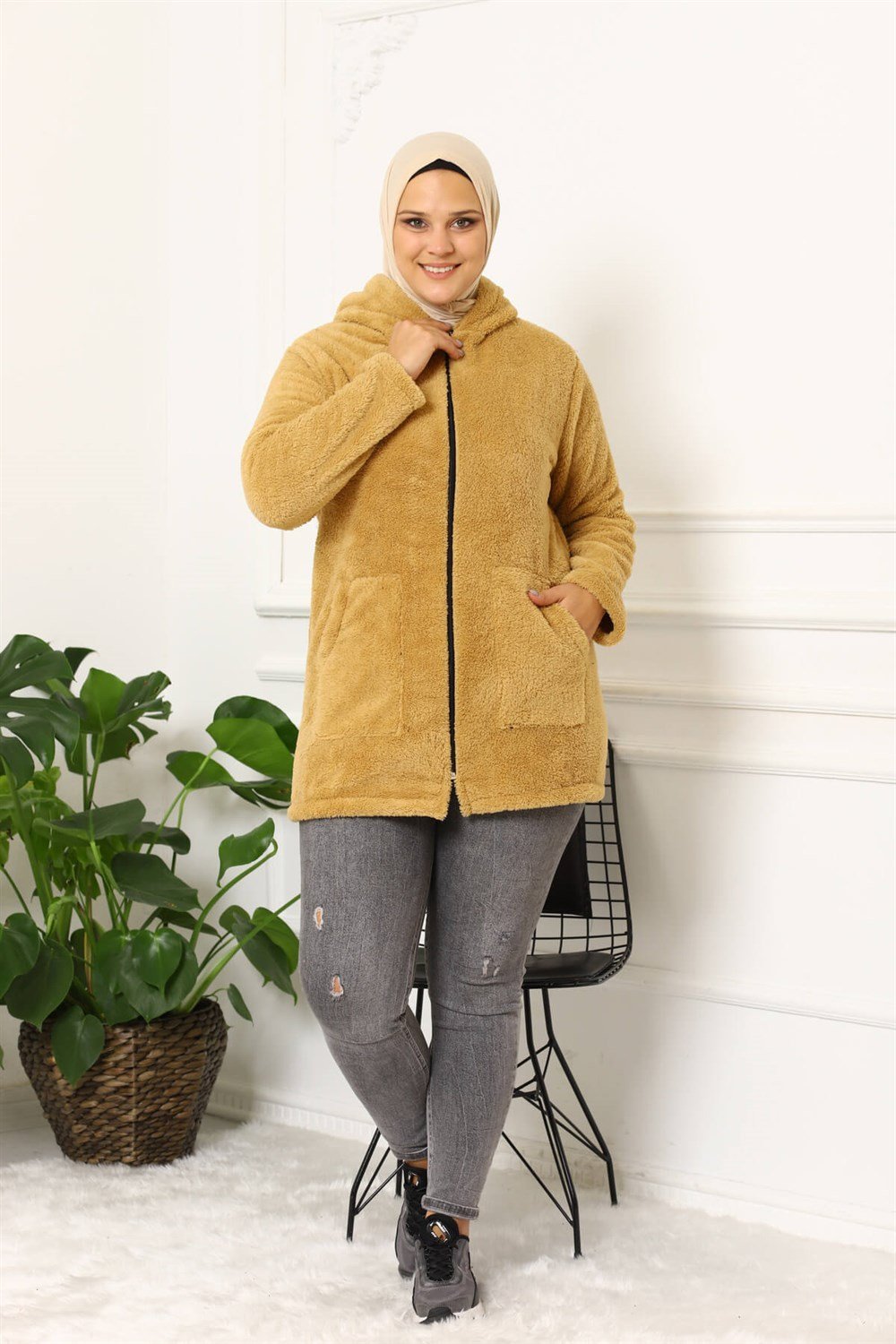 Peluş Hırka Kahverengi