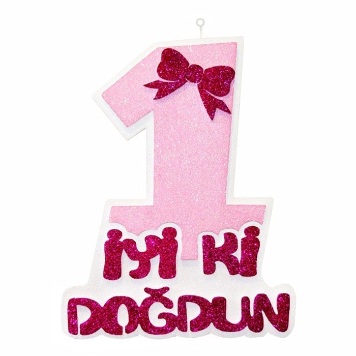 1 Yaş Pembe Simli Fiyonklu Strafor Köpük