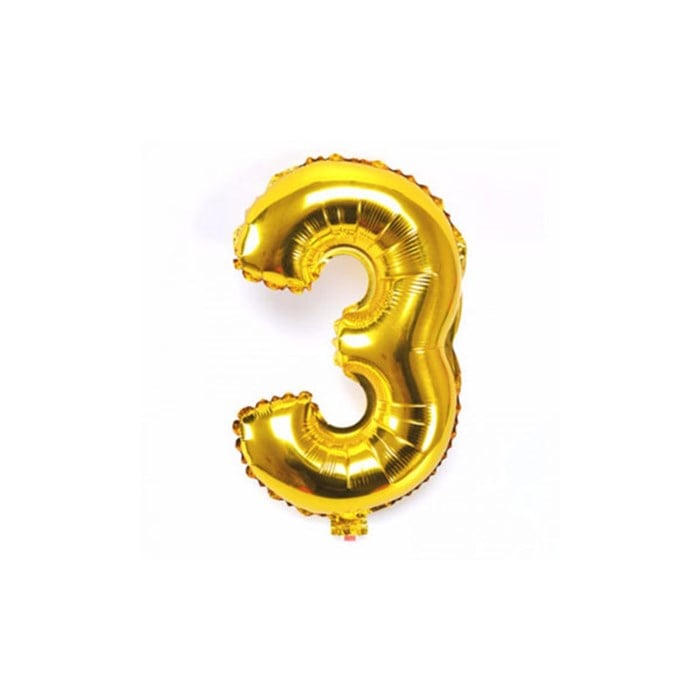 3 Rakam Altın Folyo Balon 40 cm