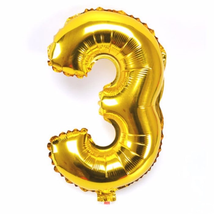 3 Rakam Gold Folyo Balon 1 Metre 