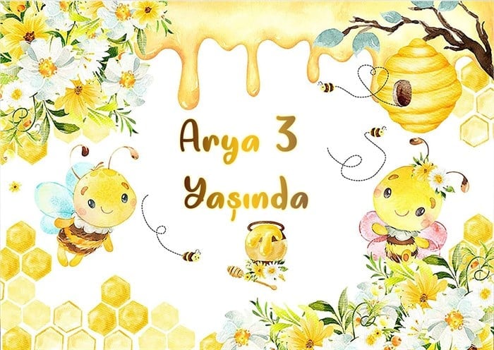Arı Temalı Branda Afiş - 2 Boy Seçenekli