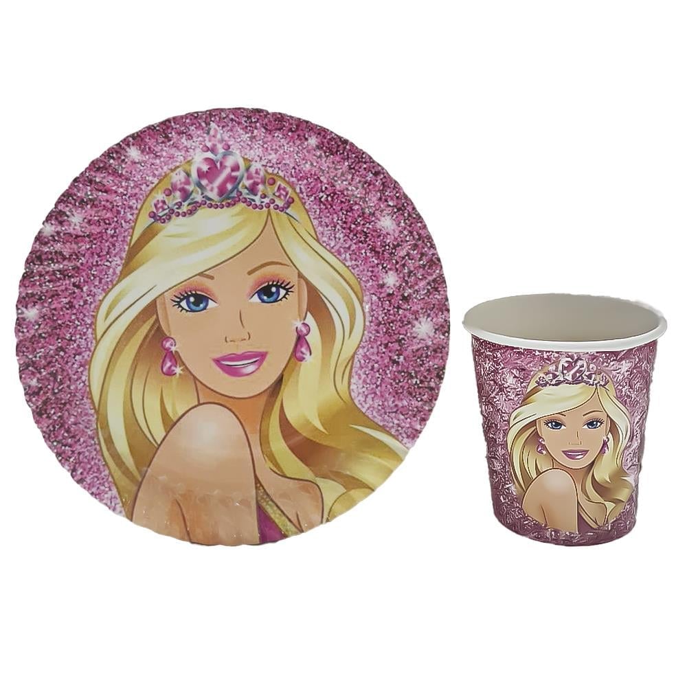 Barbie Temalı Tabak Bardak Set 8 Kişilik
