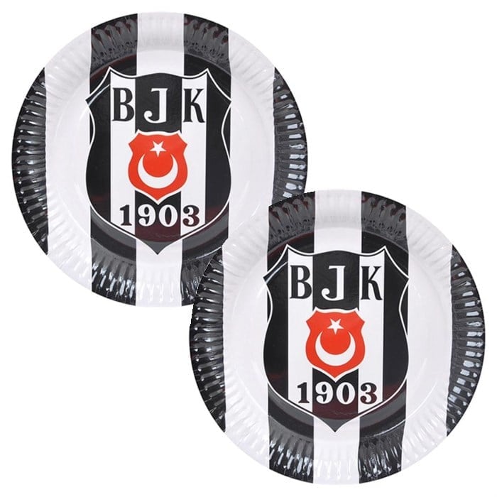 Beşiktaş Parti Malzemeleri Temalı Lisanslı Karton Tabak 8 Adet