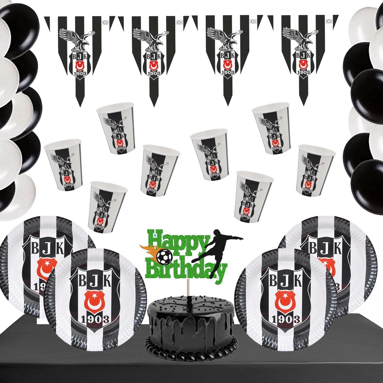 Beşiktaş Temalı 8 Kişilik Doğum Günü Seti