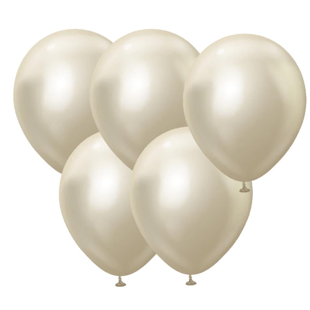 Beyaz Altın Krom Kaplı Metalik Balon - 5 Adet