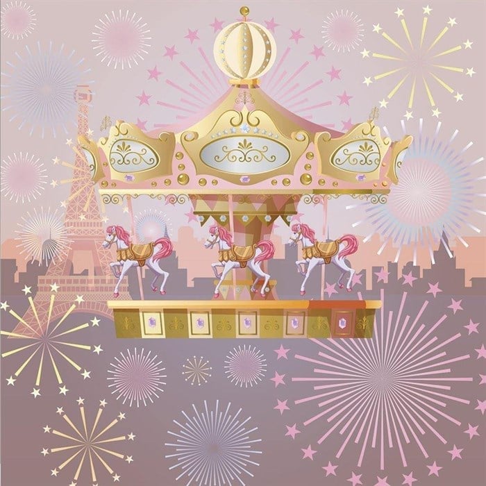 Carousel Doğum Günü Kare Branda Afişi - 2 Boy Seçenekli