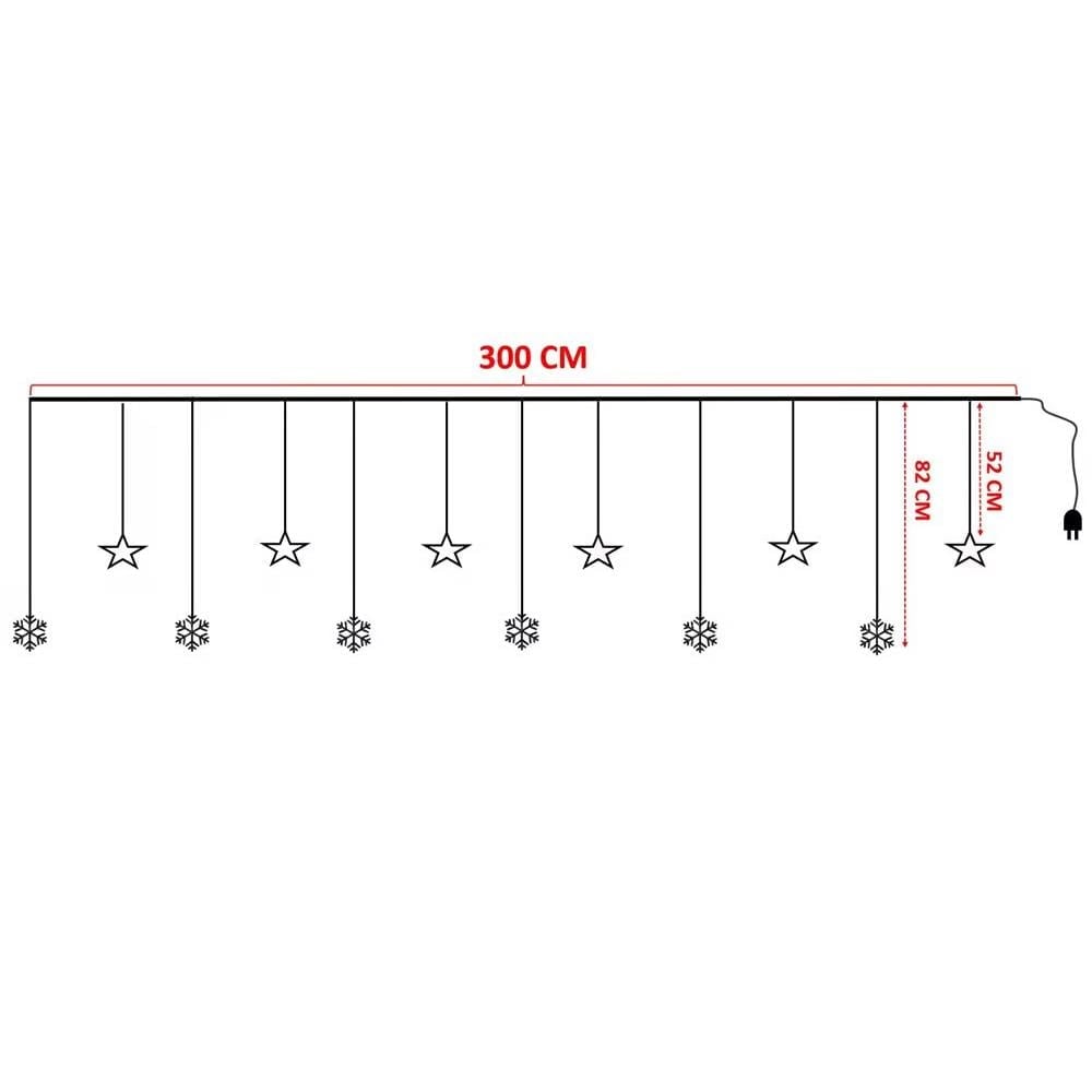 Dekoratif Saçaklı Kar Tanesi Gün Işığı Led 3 Metre
