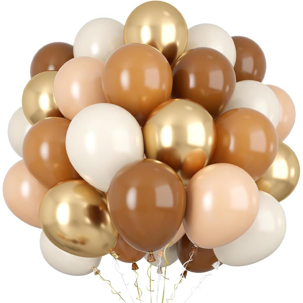 Gold Krom Kahverengi Ten Rengi Beyaz Balon Seti 10 Adet