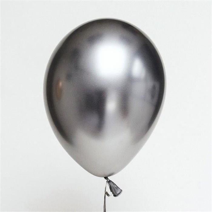 Gümüş Krom Kaplı Metalik Balon - 5 Adet
