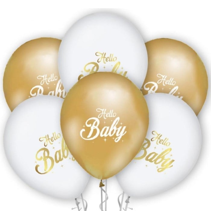 Hello Baby Baskılı Metalik Balon - 10 Adet