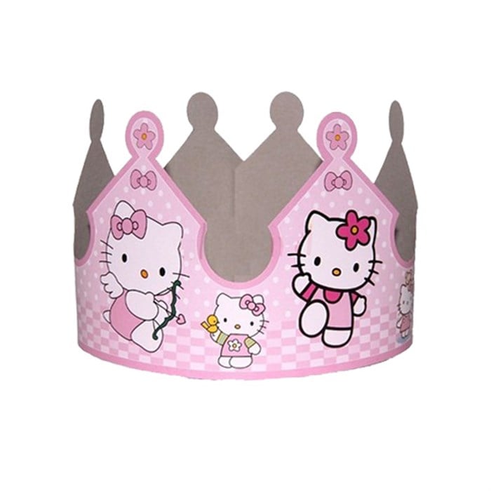 Hello Kitty Doğum Günü Temalı Karton Taç - 8 Adet