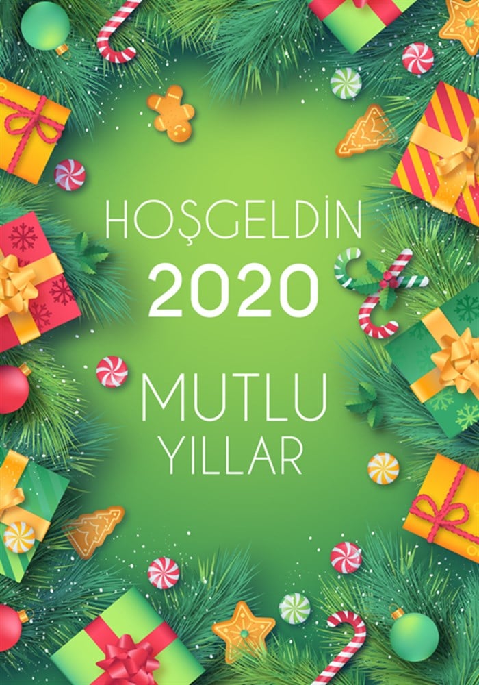 Hoşgeldin 2020 Yeşil Vinil Afiş - 70 cm - 100 cm