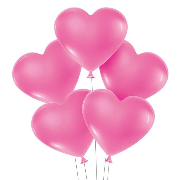 Kalp Şekilli Pembe Lateks Balon - 10 Adet