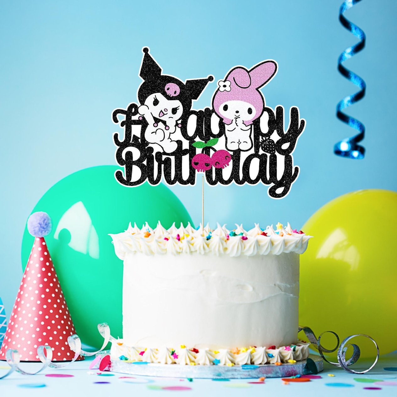 Kuromi Temalı Happy Birthday Pasta Süsü