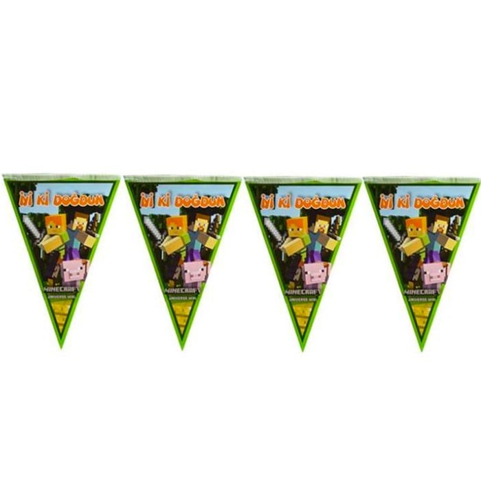Minecraft Temalı Flama Bayrak Seti