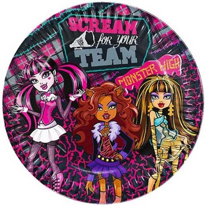 Monster High Temalı Tabak 8 Adet 23 cm