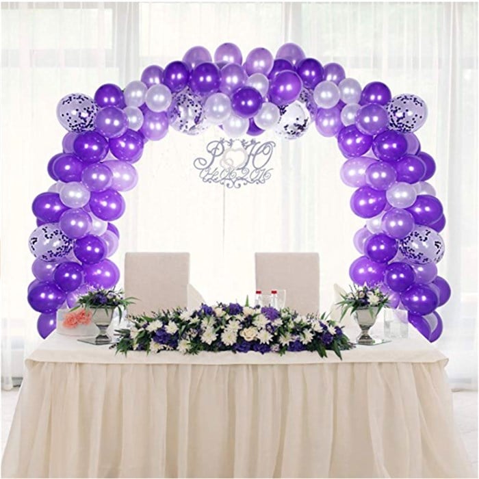 Mor Lila Beyaz Konfetili Balon Zincir Seti 