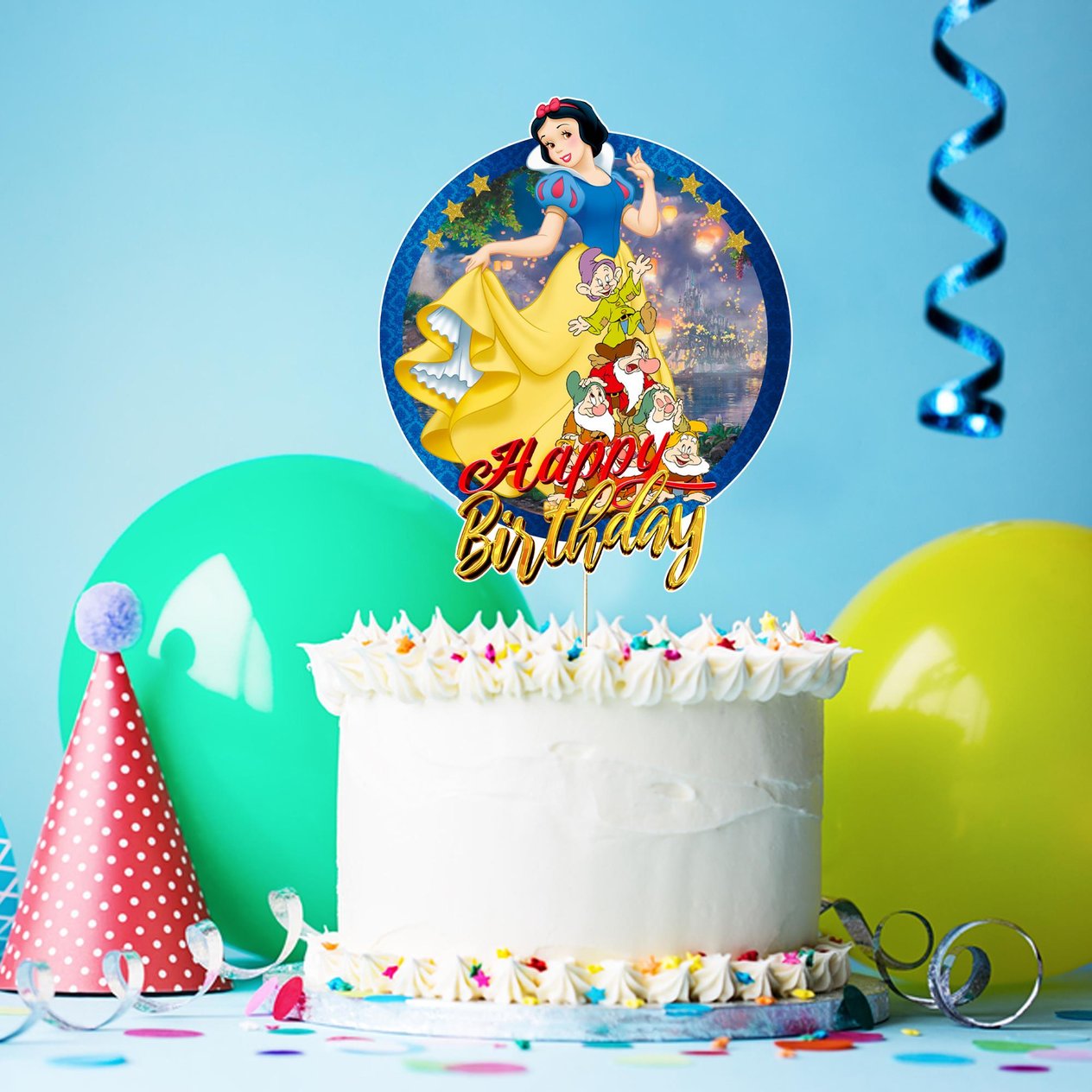 Pamuk Prenses Konsepti Happy Birthday Pasta Süsü