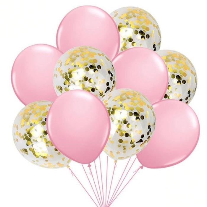 Pembe Konfetili Balon Seti - 10 Adet