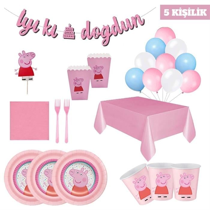 Peppa Pig Doğum Günü Seti 5 Kişilik