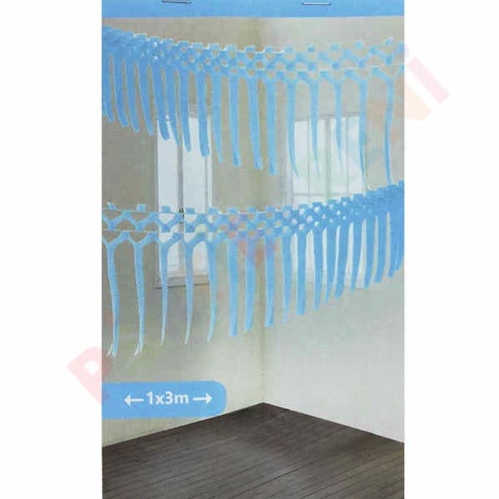 Püsküllü Arka Fon Açık Mavi Asma Süs - 3.00 m