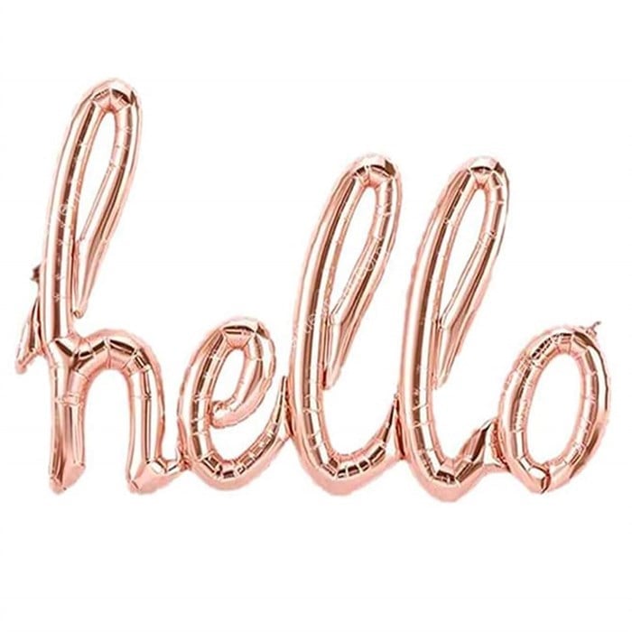 Rose Hello İtalik El Yazısı Folyo Balon