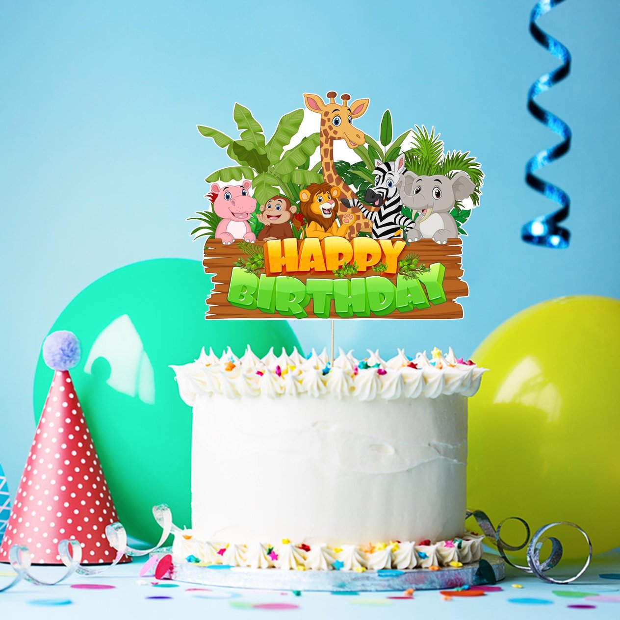 Safari Konsepti Happy Birthday Pasta Süsü