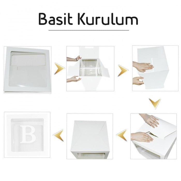 Şeffaf Kutu ve Harf - Beyaz - 25 Cm