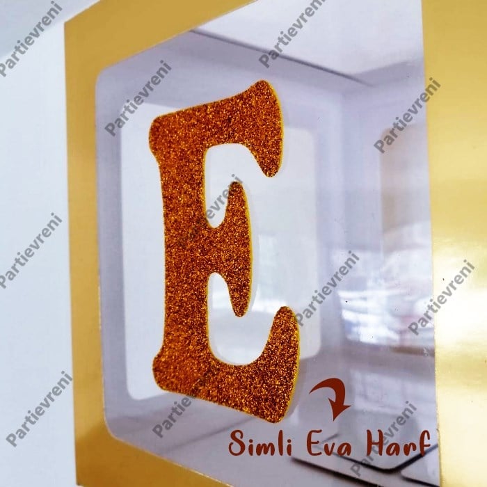 Şeffaf Kutu ve Harf - Gold - 25 Cm