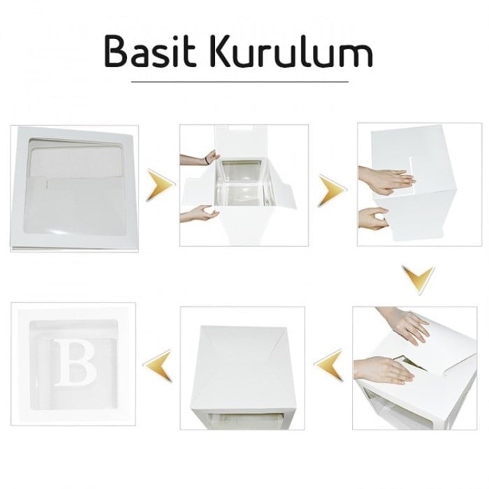 Şeffaf Kutu ve Harf - Gold - 25 Cm