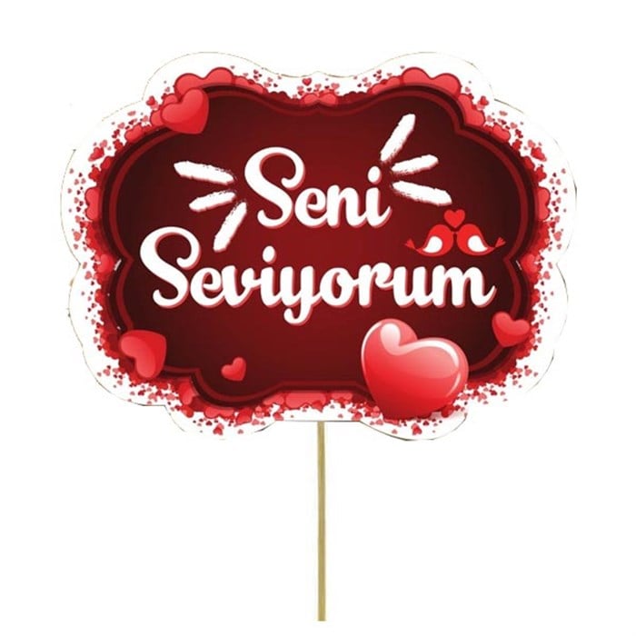 Seni Seviyorum Yazılı Çubuklu Konuşma Balonu