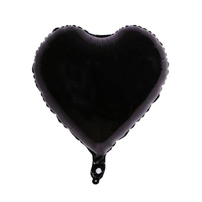 Siyah Kalp Folyo Balon - 60 cm