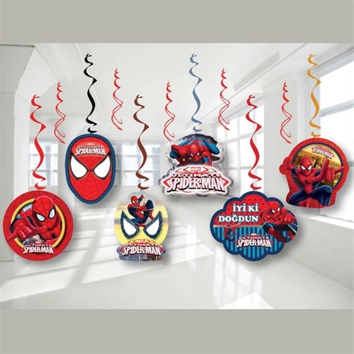 Spiderman Doğum Günü Temalı Asma Süs Seti