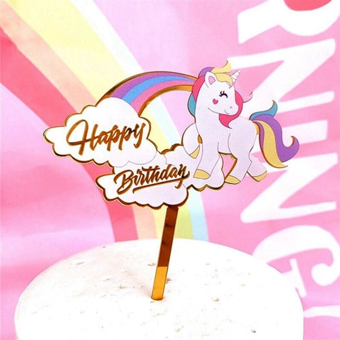 Unicorn Renkli Pleksi Pasta Süsü