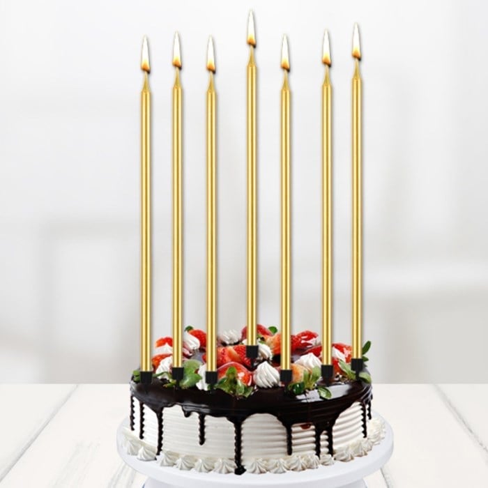 Uzun Gold Çubuk Mum 20 cm - 7 adet