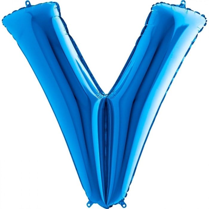 V Harfi Mavi Folyo Balon 1 Metre