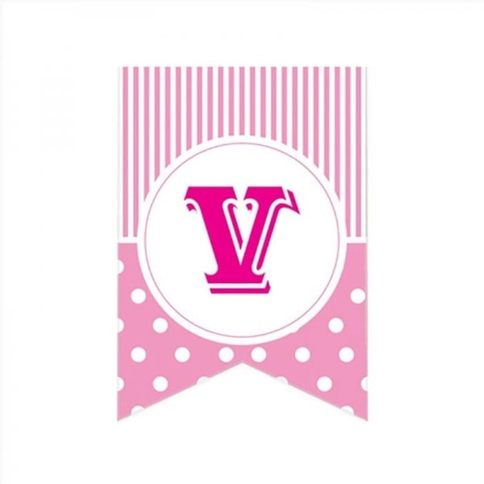 V Harfi Puantiyeli Pembe Afiş