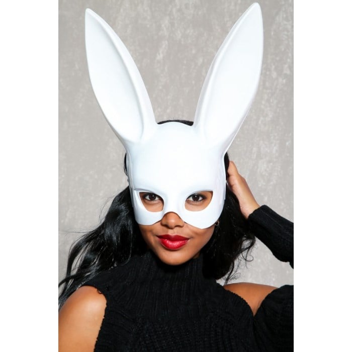 Yetişkin Tavşan Temalı Plastik Maske - Beyaz