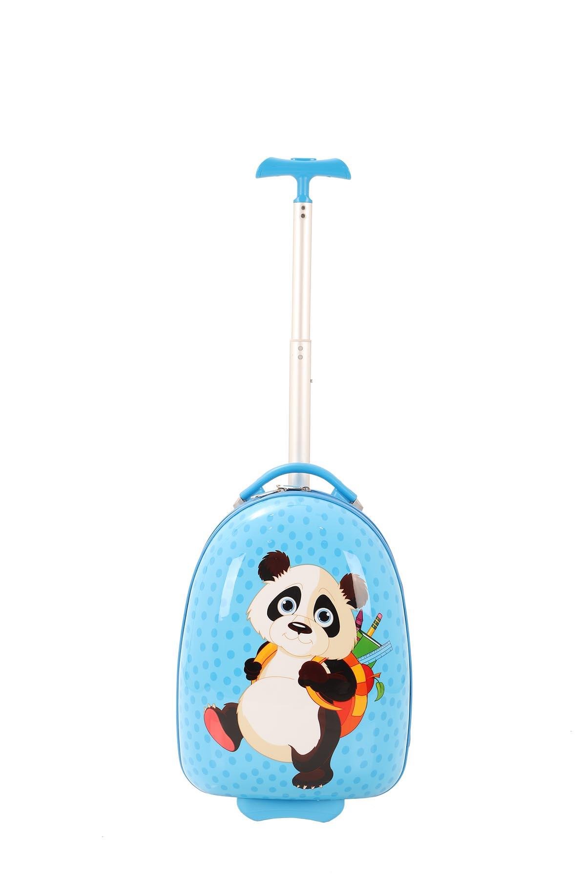 V308 ABS ÇOCUK VALİZ-MAVİ-PANDA BASKI