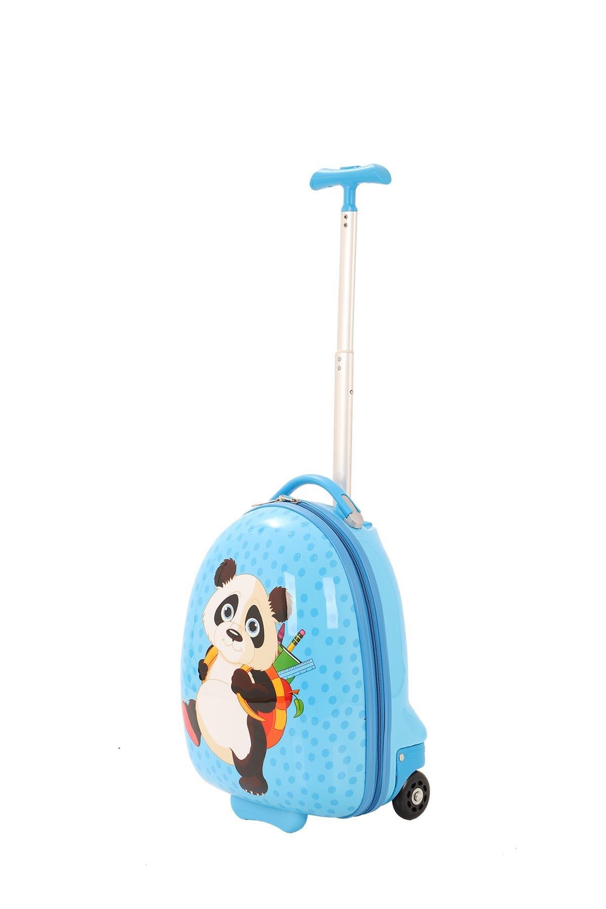 V308 ABS ÇOCUK VALİZ-MAVİ-PANDA BASKI