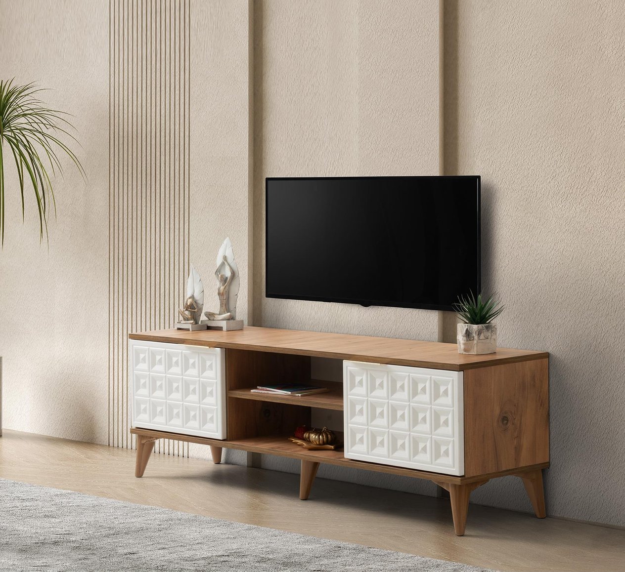 AK606 (150cm) Yakut Ceviz Antrasit Tv Ünitesi 150 cm