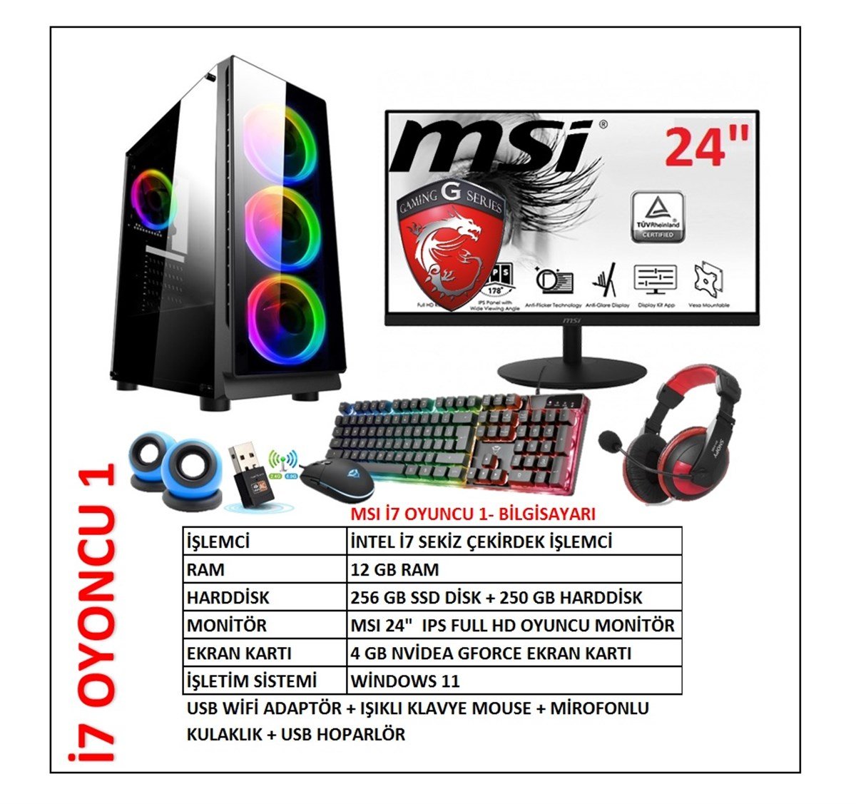 İNTEL İ7 (12/256 GB SSD) Windows 11 Bilgisayar