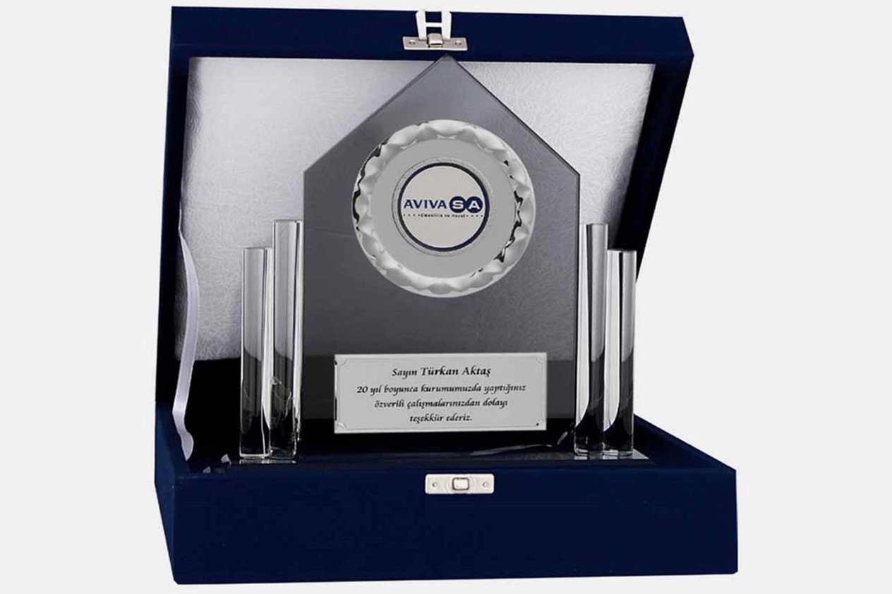 Bayspor M132 Kadife Kutulu Kristal Plaket 23 cm