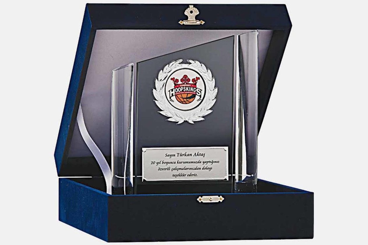 Bayspor M162 Kadife Kutulu Kristal Plaket 23 cm