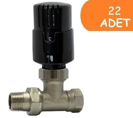 10 Adet ECA TRV4 Termostatik Düz Radyatör Valfi Petek Vanası Siyah 802120117