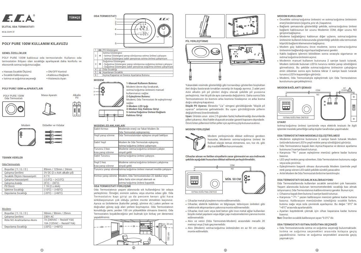 ECA Circle 100 W Kablosuz Oda Termostatı 7006903000