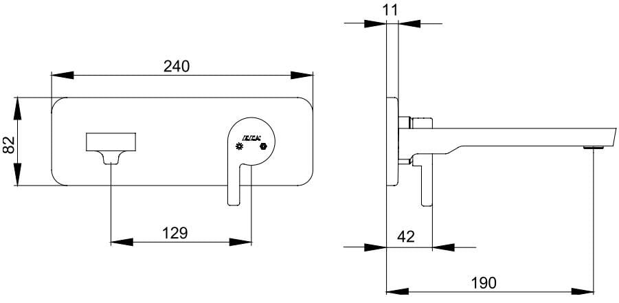 ECA İcon Ankastre Lavabo Bataryası Sıva Üstü Tek Rozet 102167601H-K