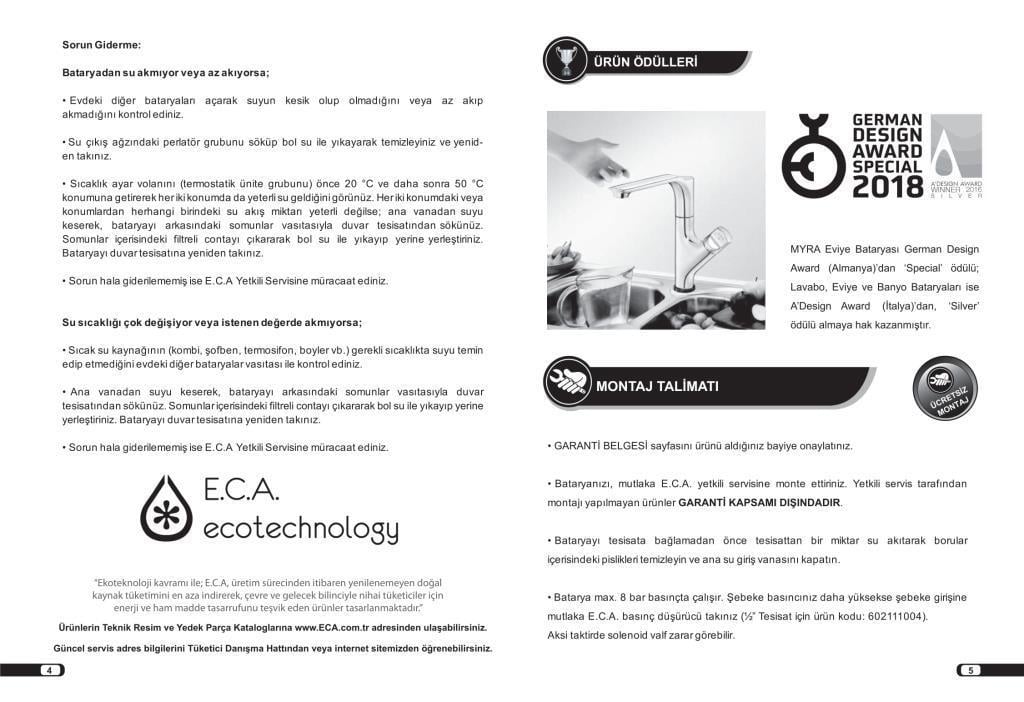 ECA Myra Dokunmatik Yüksek Tip Lavabo Bataryası 102188030H