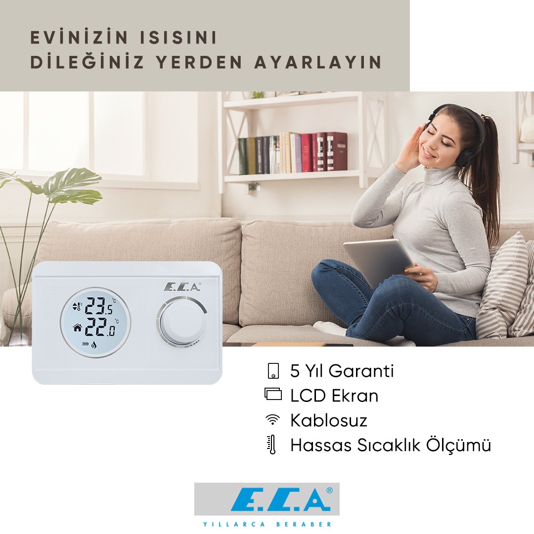 ECA Poly 100 W On/Of Kablosuz Oda Termostatı 7006903001